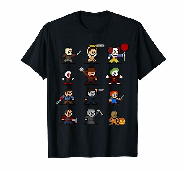 friends pixel halloween icons scary horror movies t-shirt harajuku tee shirt