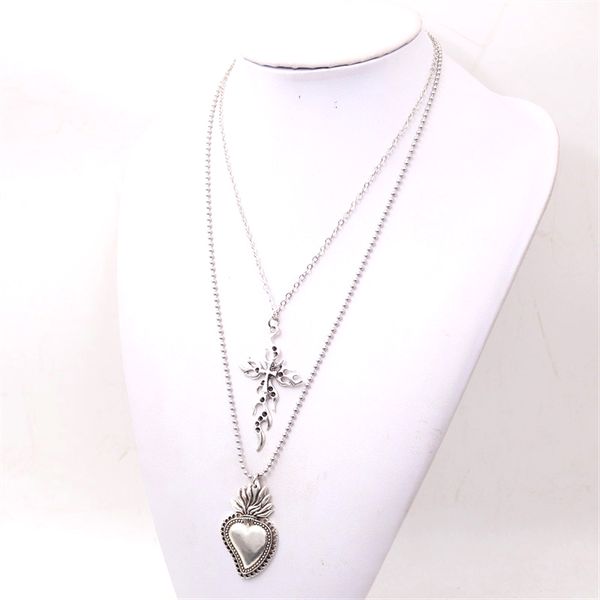 pendant necklaces 1pcs silver plated sacred heart & cross charm double chain metal necklace diy jewelry handicraft findings a1381
pendant necklaces 1pcs silver plated sacred heart & cross charm double chain metal necklace diy jewelry handicraft findings a1381