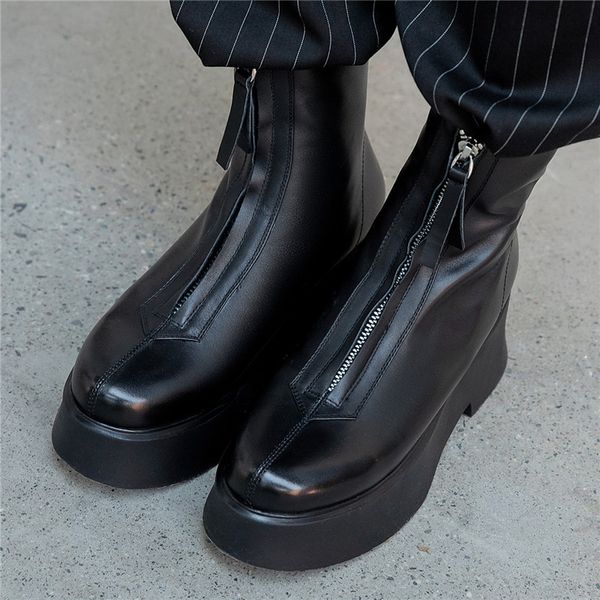 zipper platform ankle boots genuine leather designer women shoes punk black shoes chunky heel platform shoes botas mujer
zipper platform ankle boots genuine leather designer women shoes punk black shoes chunky heel platform shoes botas mujer