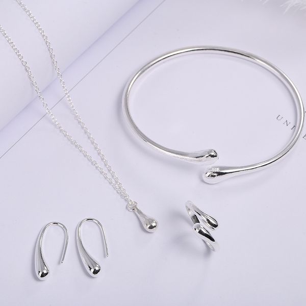european and american fashion jewelry set necklace set bracelet earrings necklace ring, Silver
european and american fashion jewelry set necklace set bracelet earrings necklace ring, Silver