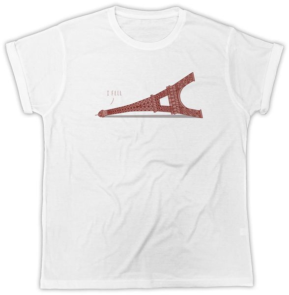 cotton tee shirts short sleeve eiffel tower paris t-shirt mens womens funny humor i fell i love paris custom t shirts