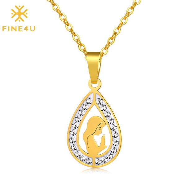 fine4u n621 stainless steel cubic zirconia virgin mary medal water drop pendant necklace christian jewelry gift for women girls, Silver
fine4u n621 stainless steel cubic zirconia virgin mary medal water drop pendant necklace christian jewelry gift for women girls, Silver