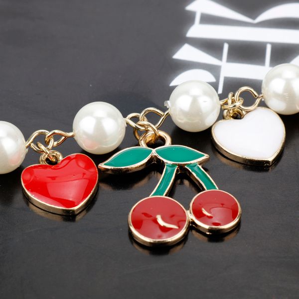 fruit red cherry charms bracelets for women accessories hand catenary heart pearls pendants bracelet chain wristbands11, Golden;silver 
fruit red cherry charms bracelets for women accessories hand catenary heart pearls pendants bracelet chain wristbands11, Golden;silver