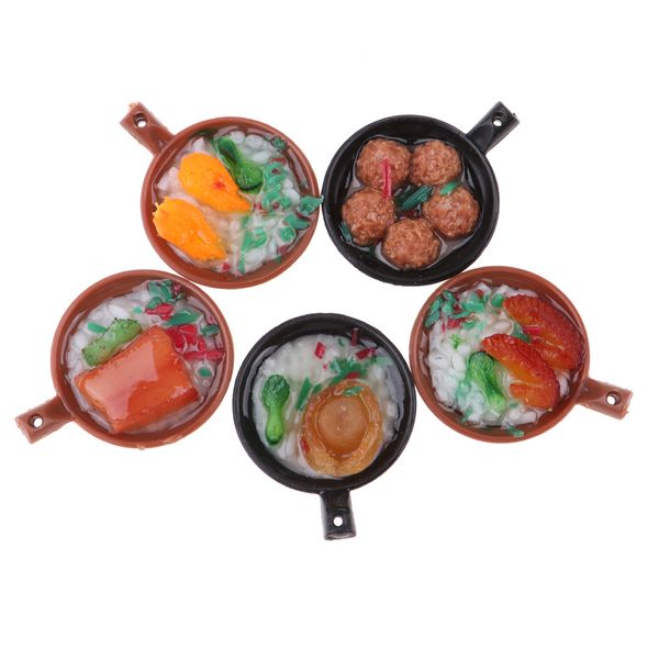 5 Pieces 1/12 Miniature Casserole Foods Model Dollhouse Kitchen Accessories Kids Pretend Play Toy