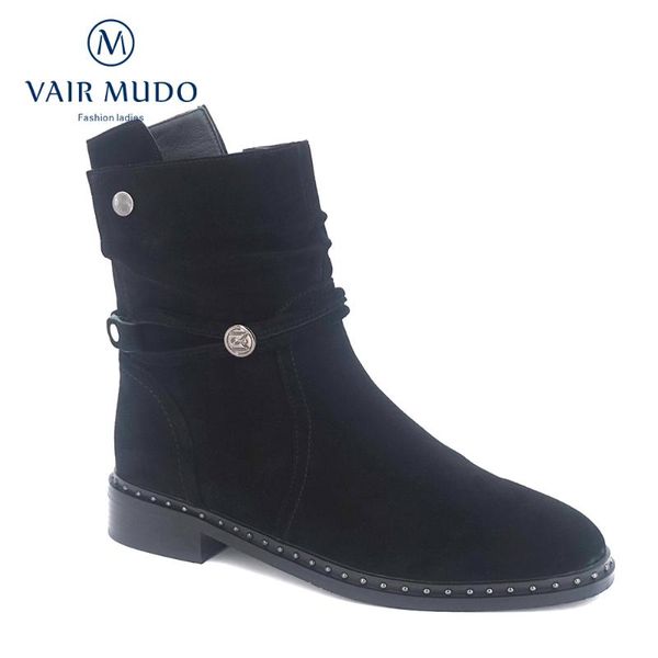 vair mudo 2020 new winter ankle boots women metal decoration round toe genuine leather lady warm boots women shoes dx27, Black
vair mudo 2020 new winter ankle boots women metal decoration round toe genuine leather lady warm boots women shoes dx27, Black
