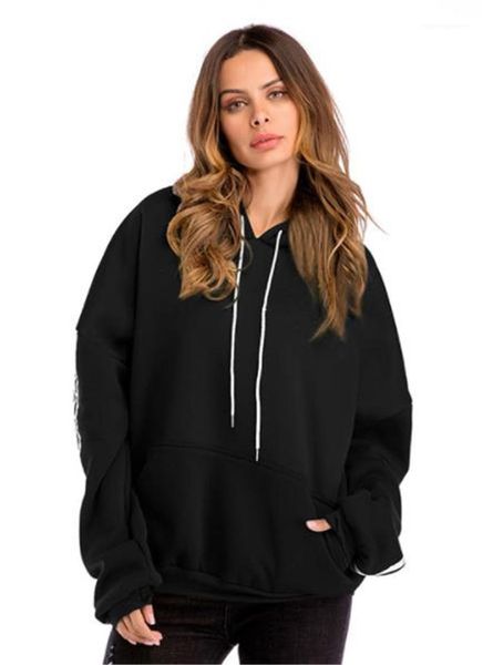 solid color thick womens hoodies casual long sleeve females clothing stripe panelled womens designer hoodies fashion, Black 
solid color thick womens hoodies casual long sleeve females clothing stripe panelled womens designer hoodies fashion, Black