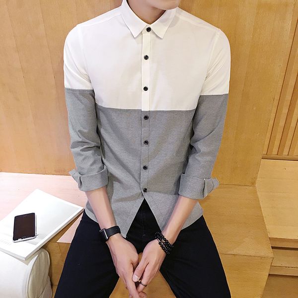 shirt long sleeve men patchwork oxford dress england style single breasted slim shirts for man 2020 good quality cs18, White;black
shirt long sleeve men patchwork oxford dress england style single breasted slim shirts for man 2020 good quality cs18, White;black
