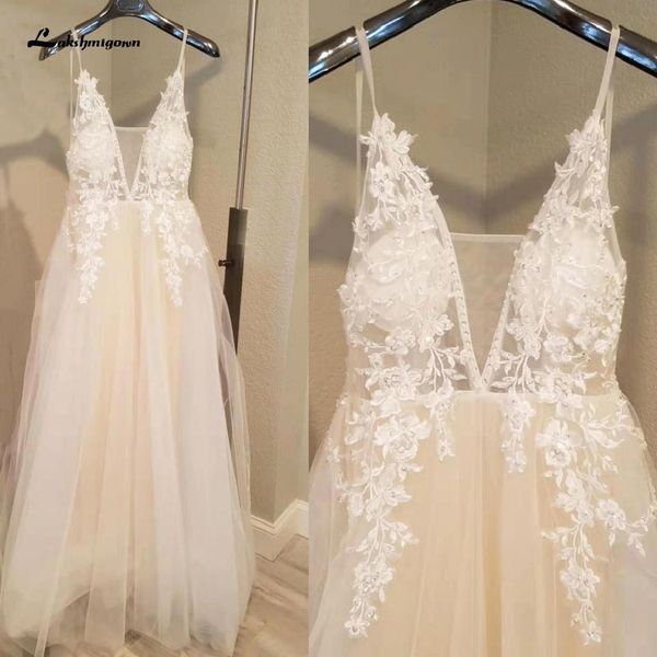 2021 boho wedding dresses lace applique beaded spaghetti straps illusion bodice custom made beach wedding bridal gown vestido de novia, White
2021 boho wedding dresses lace applique beaded spaghetti straps illusion bodice custom made beach wedding bridal gown vestido de novia, White
