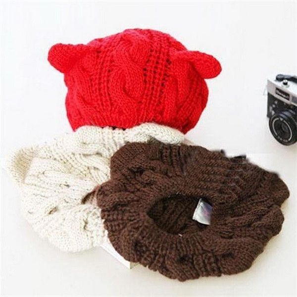 lovely cycling cat ears knitted riding hat women winter warm solid color lady winter beanies casual wool caps bandana ciclismo, Black 
lovely cycling cat ears knitted riding hat women winter warm solid color lady winter beanies casual wool caps bandana ciclismo, Black