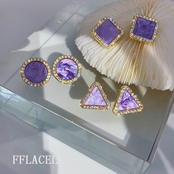 2020 korea new vintage geometry square purple rhinestone shiny love earrings for women girl jewlery, Silver
2020 korea new vintage geometry square purple rhinestone shiny love earrings for women girl jewlery, Silver