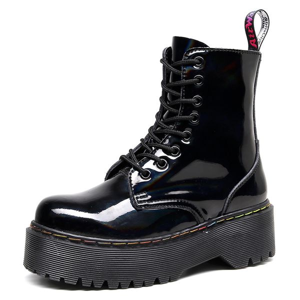 35-43 chunky heel motorcycle boots cowskin womens fashion boot laser color boots plus size polished footwear with multicolor lace z283, Black
35-43 chunky heel motorcycle boots cowskin womens fashion boot laser color boots plus size polished footwear with multicolor lace z283, Black