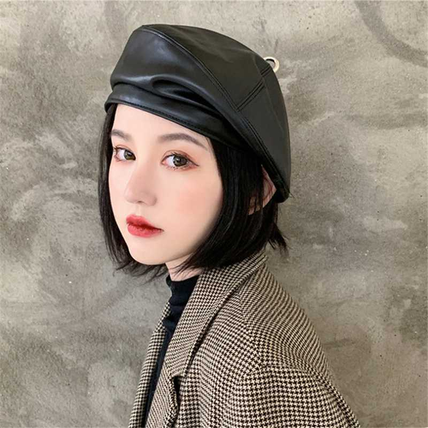 berets pu leather brimless beret womens fall winter boinas hombre hat designer painter baret cap french octagonal hats with ring, Blue;gray
berets pu leather brimless beret womens fall winter boinas hombre hat designer painter baret cap french octagonal hats with ring, Blue;gray