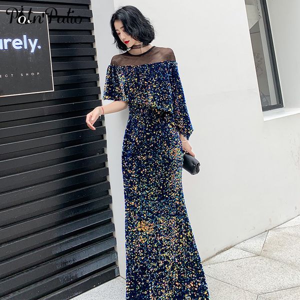 party dresses sequin mermaid for evening elegant o-neck with jacket floor-length long women formal gowns, White;black
party dresses sequin mermaid for evening elegant o-neck with jacket floor-length long women formal gowns, White;black