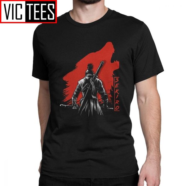 однорукий wolf sekiro тени die twice t shirt мужчины хлопок t-shirt souls самурай игры японский tee с коротким рукавом