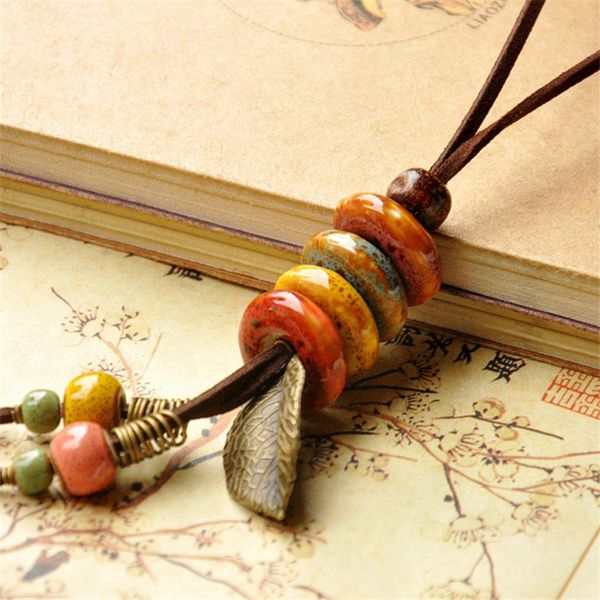 fashion ethnic style ceramic pendant long necklace handmade porcelain bead wax rope sweater necklace for women, Silver
fashion ethnic style ceramic pendant long necklace handmade porcelain bead wax rope sweater necklace for women, Silver