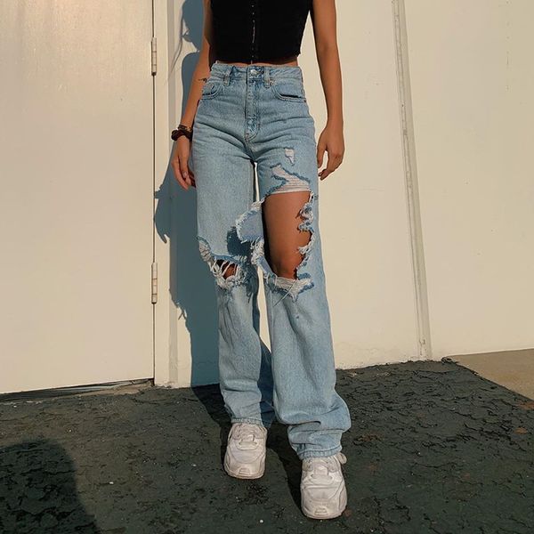 hollow out distressed ripped jeans for women casual vintage loose high waist straight denim pants capris ladies streetwear 2020, Blue
hollow out distressed ripped jeans for women casual vintage loose high waist straight denim pants capris ladies streetwear 2020, Blue