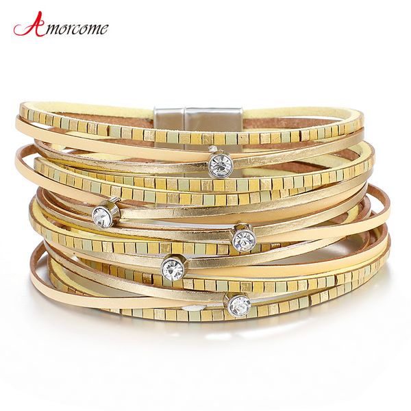 tennis amorcome bohemian genuine leather bracelets for women 2021 fashion slim strips multilayer wide wrap bracelet female jewelry, Golden;silver
tennis amorcome bohemian genuine leather bracelets for women 2021 fashion slim strips multilayer wide wrap bracelet female jewelry, Golden;silver