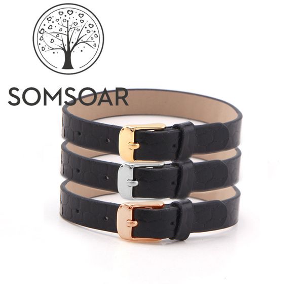 tennis somsoar jewelry black snakeskin grain genuine leather wrap bracelets fit story slide charms accessories 5pcs/lot, Golden;silver
tennis somsoar jewelry black snakeskin grain genuine leather wrap bracelets fit story slide charms accessories 5pcs/lot, Golden;silver