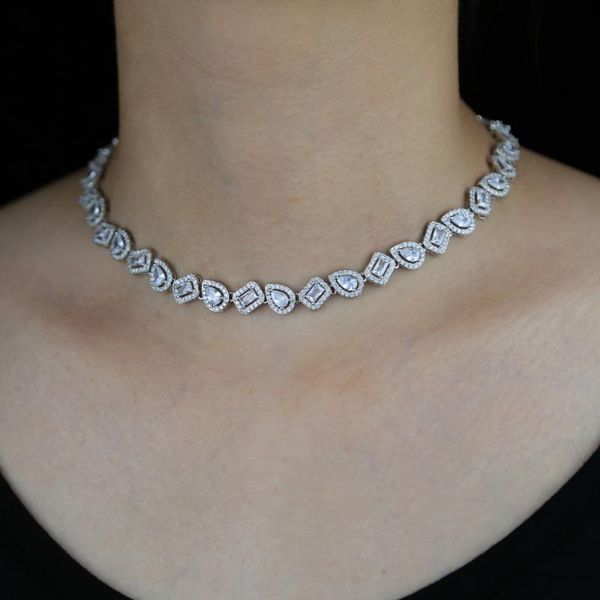 wedding engagement gift for women geometric round rectangle tear drop halo bead iced out bling cz cluster choker necklace, Golden;silver
wedding engagement gift for women geometric round rectangle tear drop halo bead iced out bling cz cluster choker necklace, Golden;silver