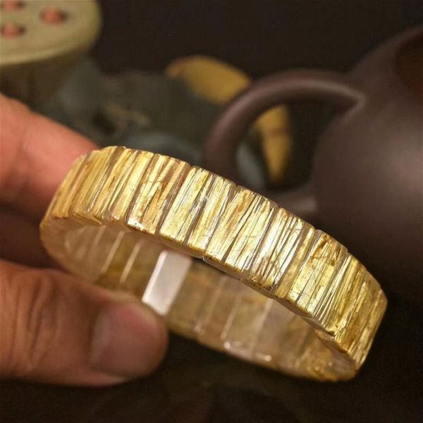 natural genuine gold rutilated quartz crystal rectangle beads jewelry stretch charm bracelets 15x5mm certificate, Black
natural genuine gold rutilated quartz crystal rectangle beads jewelry stretch charm bracelets 15x5mm certificate, Black
