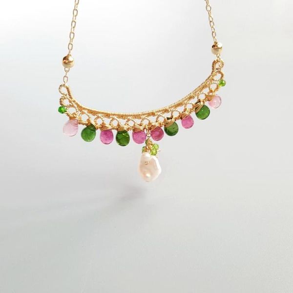 liiji unique genuine pink green tourmalines freshwater pearl delicated handmade pendant necklace 40cm, Golden;silver
liiji unique genuine pink green tourmalines freshwater pearl delicated handmade pendant necklace 40cm, Golden;silver