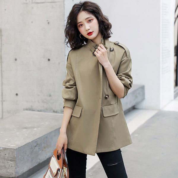 windbreaker women's short british style jacket coat 2020 spring and autumn new korean fashion casual stand collar chaqueta k671, Tan;black
windbreaker women's short british style jacket coat 2020 spring and autumn new korean fashion casual stand collar chaqueta k671, Tan;black