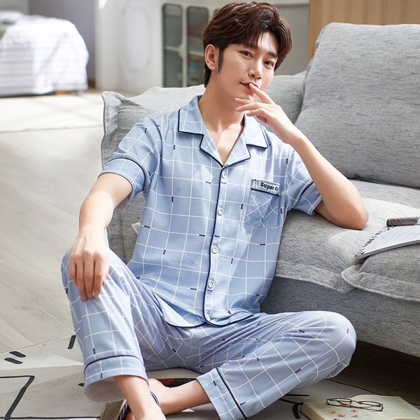 men's sleepwear 2021 summer 100% cotton casual plaid pajama sets for men short sleeve long pants male homewear loungewear home clothes, Black;brown
men's sleepwear 2021 summer 100% cotton casual plaid pajama sets for men short sleeve long pants male homewear loungewear home clothes, Black;brown
