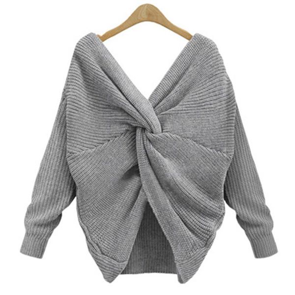 2018 4 colors v neck twisted back sweater women jumpers pullovers casual long sleeve knitted sweaters pull femme, White;black
2018 4 colors v neck twisted back sweater women jumpers pullovers casual long sleeve knitted sweaters pull femme, White;black