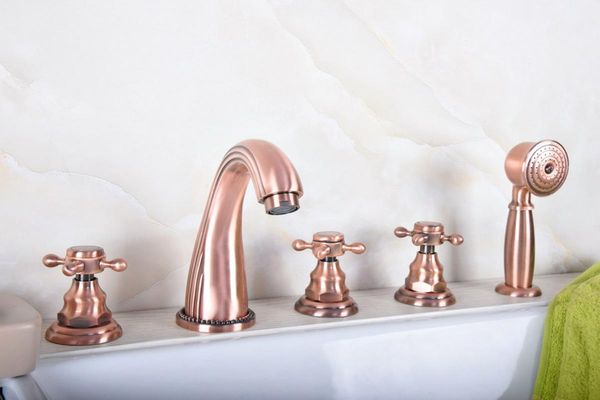 antique red copper brass widespread deck-mounted tub 5 holes three handles bathroom tub sink basin faucet tap hand spray mtf182
antique red copper brass widespread deck-mounted tub 5 holes three handles bathroom tub sink basin faucet tap hand spray mtf182