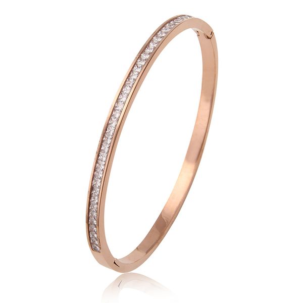 bangle women's bracelet jewelry rose gold stainless steel cuff bracelets with shiny crystals, Black
bangle women's bracelet jewelry rose gold stainless steel cuff bracelets with shiny crystals, Black