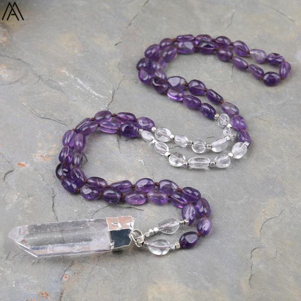 natural white quartz point pendant amethysts quartz chunky beads knotted handmade necklace mala jewelry long 32 inch n0271amcg, Silver
natural white quartz point pendant amethysts quartz chunky beads knotted handmade necklace mala jewelry long 32 inch n0271amcg, Silver