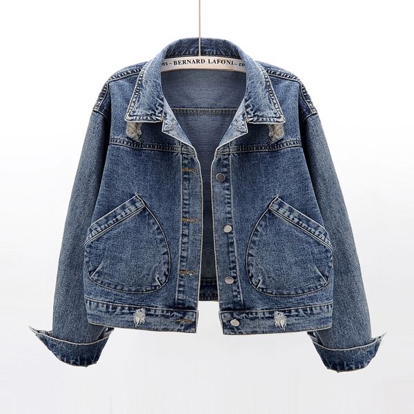women's jackets harajuku frayed short denim women 2021 spring autumn vintage jeans jacket korean loose long sleeve coat outerwear femal, Black;brown
women's jackets harajuku frayed short denim women 2021 spring autumn vintage jeans jacket korean loose long sleeve coat outerwear femal, Black;brown