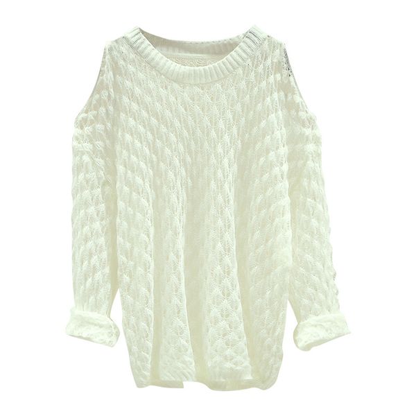 2020 autumn and winter new korean style hollow off-shoulder knitted loose long-sleeved sweater women, White;black
2020 autumn and winter new korean style hollow off-shoulder knitted loose long-sleeved sweater women, White;black