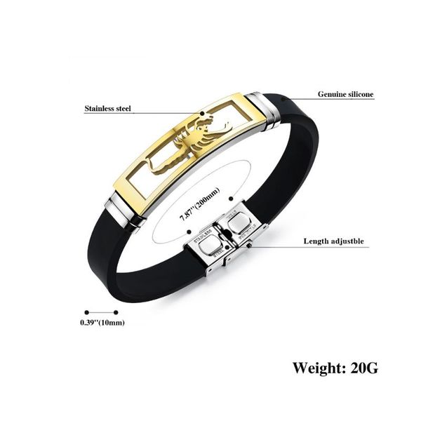 fashion men silicone bracelet stainless steel scorpion adjustable cool bangle jewelry gifts b88, Golden;silver
fashion men silicone bracelet stainless steel scorpion adjustable cool bangle jewelry gifts b88, Golden;silver