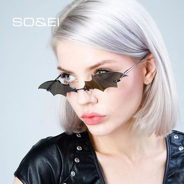 sunglasses so&ei fashion rimless unique bat shape women vintage metal jelly color lens eyewear men trending luxury sun glasses, White;black
sunglasses so&ei fashion rimless unique bat shape women vintage metal jelly color lens eyewear men trending luxury sun glasses, White;black