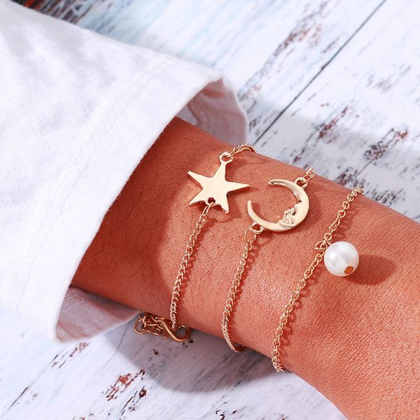 tennis anomokay simple fashion star moon gold color chain link bracelet set simulate pearl pendant womens wrap gift jewelry, Golden;silver
tennis anomokay simple fashion star moon gold color chain link bracelet set simulate pearl pendant womens wrap gift jewelry, Golden;silver