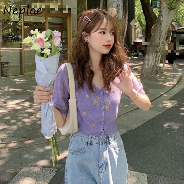 women's knits & tees neploe embroidery sweet fashion knitting sweater v neck short sleeve single-breasted cardigans 2021 summer slim co, White
women's knits & tees neploe embroidery sweet fashion knitting sweater v neck short sleeve single-breasted cardigans 2021 summer slim co, White