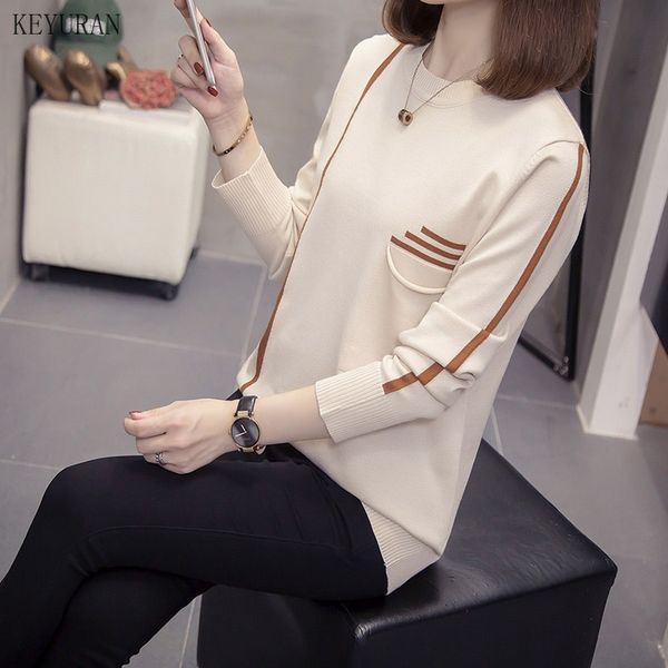 plus size knitted sweater for women 2020 autumn casual loose panelled female pullovers with pockets oversize knitwear jumpers, White;black
plus size knitted sweater for women 2020 autumn casual loose panelled female pullovers with pockets oversize knitwear jumpers, White;black