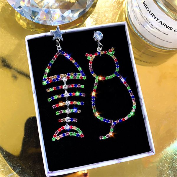 fyuan cute cat colorful rhinestone drop earrings for women bijoux fish bone crystal dangle earrings jewelry party gifts, Silver
fyuan cute cat colorful rhinestone drop earrings for women bijoux fish bone crystal dangle earrings jewelry party gifts, Silver