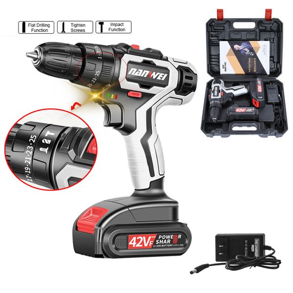 42vf brushless electric impact drill 30nm 25 +2 cordless screwdriver 5*1500mah battery mini electric power screwdriver diy tool
42vf brushless electric impact drill 30nm 25 +2 cordless screwdriver 5*1500mah battery mini electric power screwdriver diy tool