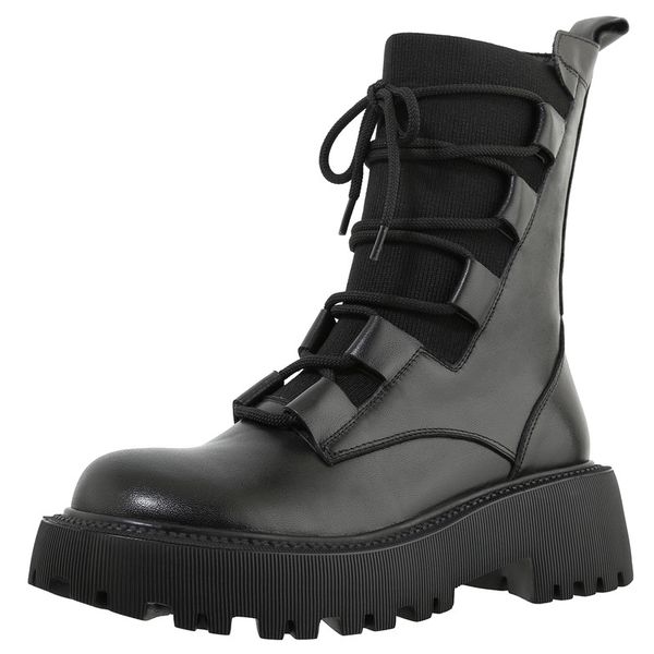 2020 new autumn winter knitted stretch sock boots muffin bottom thick-soled ankle boots round toe straps ladies leather, Black
2020 new autumn winter knitted stretch sock boots muffin bottom thick-soled ankle boots round toe straps ladies leather, Black