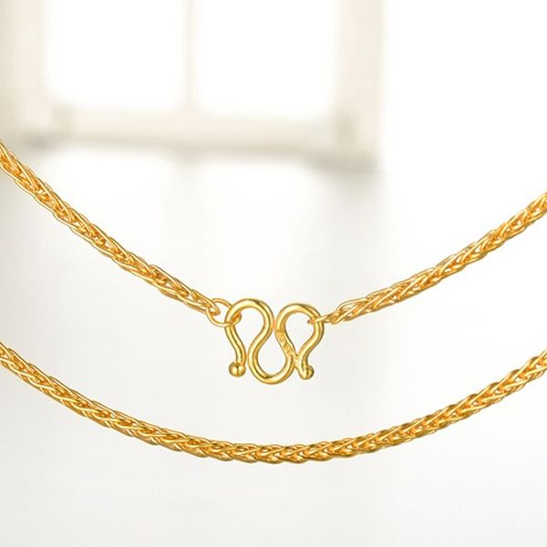 solid pure 999 24k yellow gold necklace women wheat link chain necklace p6281, Silver
solid pure 999 24k yellow gold necklace women wheat link chain necklace p6281, Silver