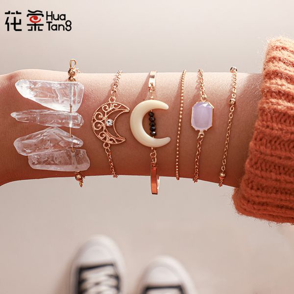 charm bracelets huatang 6pc boho transparent irregular crystal bracelet multilayer crescent opal chains bangle set women cuff beach jewelry, Golden;silver
charm bracelets huatang 6pc boho transparent irregular crystal bracelet multilayer crescent opal chains bangle set women cuff beach jewelry, Golden;silver