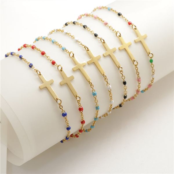 charm bracelets fashion stainless steel link cable chain cross golden enamel bracelet jewelry for women gifts 18cm long,1 pc, Golden;silver
charm bracelets fashion stainless steel link cable chain cross golden enamel bracelet jewelry for women gifts 18cm long,1 pc, Golden;silver