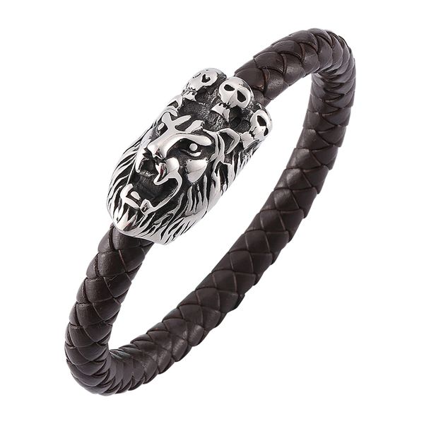 men jewelry brown braided leather domineering lion bracelet punk stainless steel magnetic clasp wristband trendy bracelet c0145, Golden;silver
men jewelry brown braided leather domineering lion bracelet punk stainless steel magnetic clasp wristband trendy bracelet c0145, Golden;silver