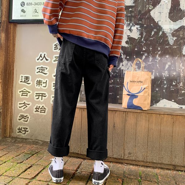 hong kong style denim black ankle length casual pants men's casual straight-leg jeans korean loose autumn men's harem pants, Blue
hong kong style denim black ankle length casual pants men's casual straight-leg jeans korean loose autumn men's harem pants, Blue