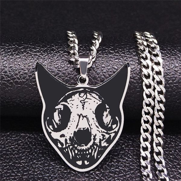 fashion goth cat head skull stainless steel chain necklace women black silver color necklace jewelry collares de mujer n4033s02
fashion goth cat head skull stainless steel chain necklace women black silver color necklace jewelry collares de mujer n4033s02