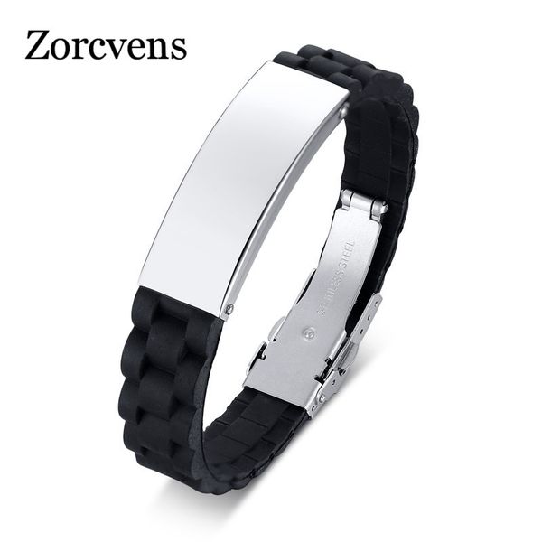 link, chain modyle men silicone sport bracelets for male custom stainless steel identification wristband bangle gift, Black
link, chain modyle men silicone sport bracelets for male custom stainless steel identification wristband bangle gift, Black