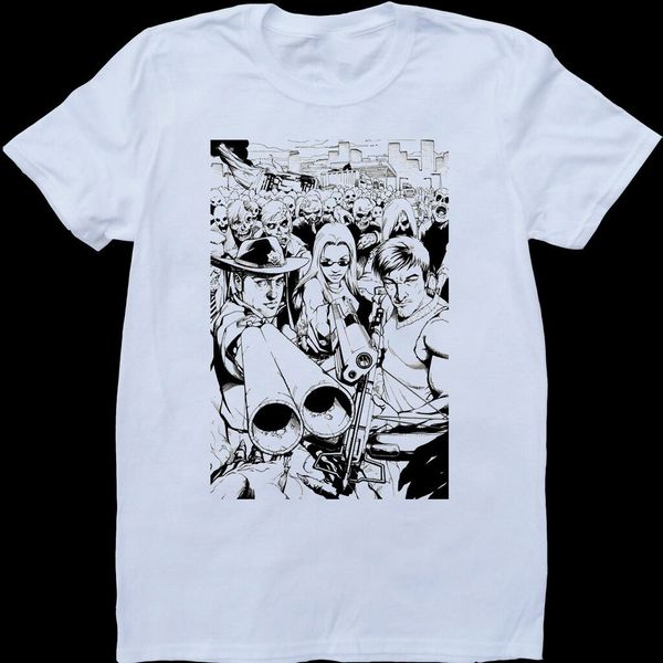 the walking dead b&w poster white, custom made t-shirt colorful o neck tee shirt