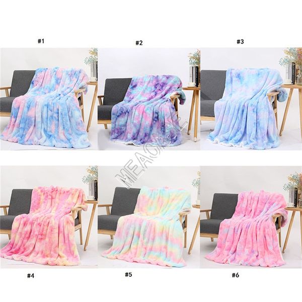 Flannel Throw Blankets Tie Dye Sherpa Blanket Kids Square Quilt Soft Double Thickening Plush Couch Bedspreads Bedding Supplies D9804